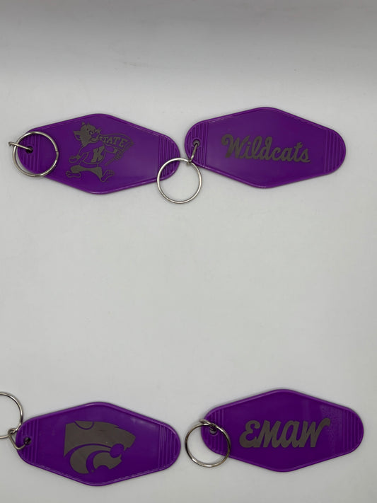K- State Motel Style Plastic Key Chain