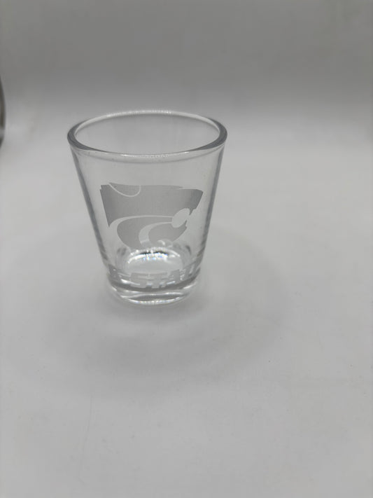Power Cat and K-State on 1.75oz shot Glass