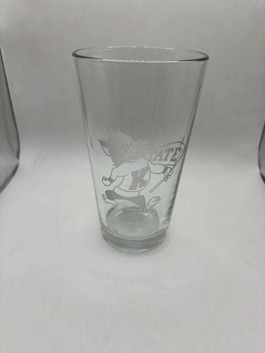 K-State Willie the Wildcat on 16oz Pint Glass