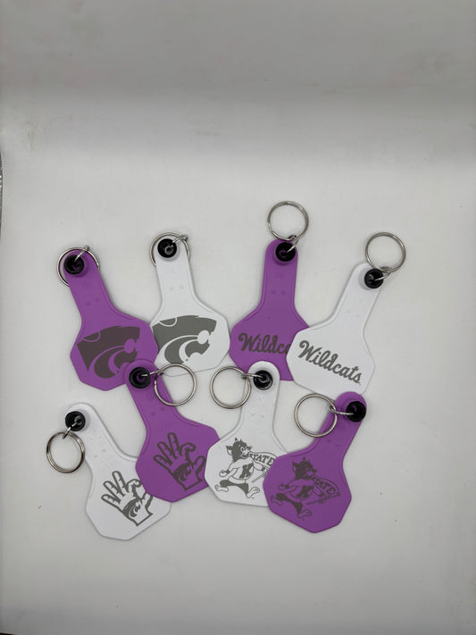 K- State Ear Tag Key Chain