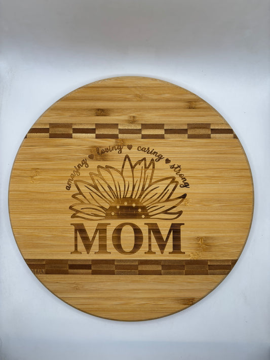 Mothers Day 9.75 inch round cutting board