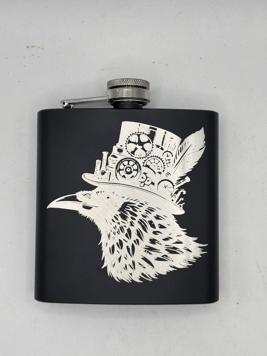 Mushroom/ Frog / Steam Punk Themed  6oz Hip Flask