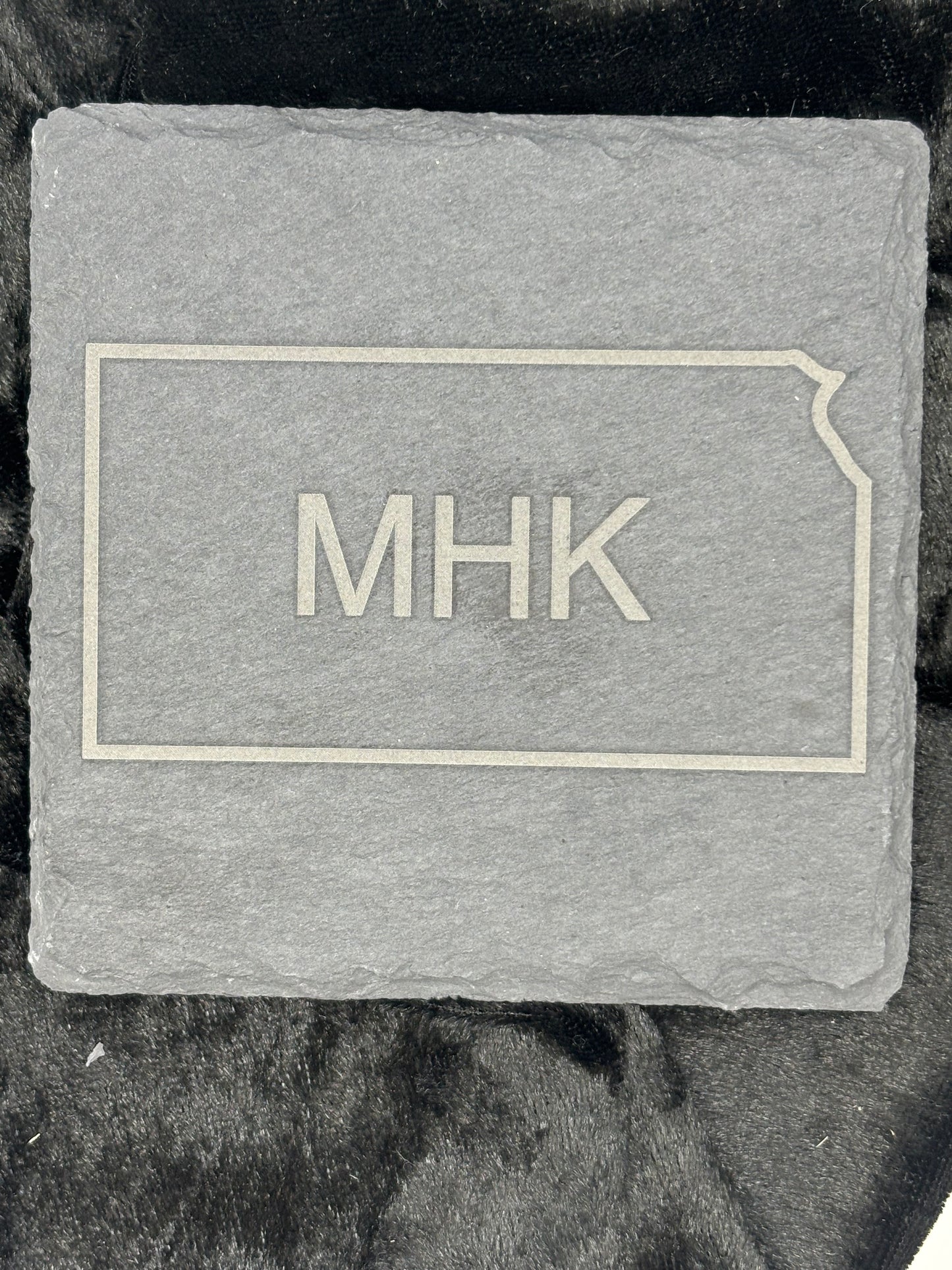 MHK in Kansas Outline Slate Coaster (Set of 4)