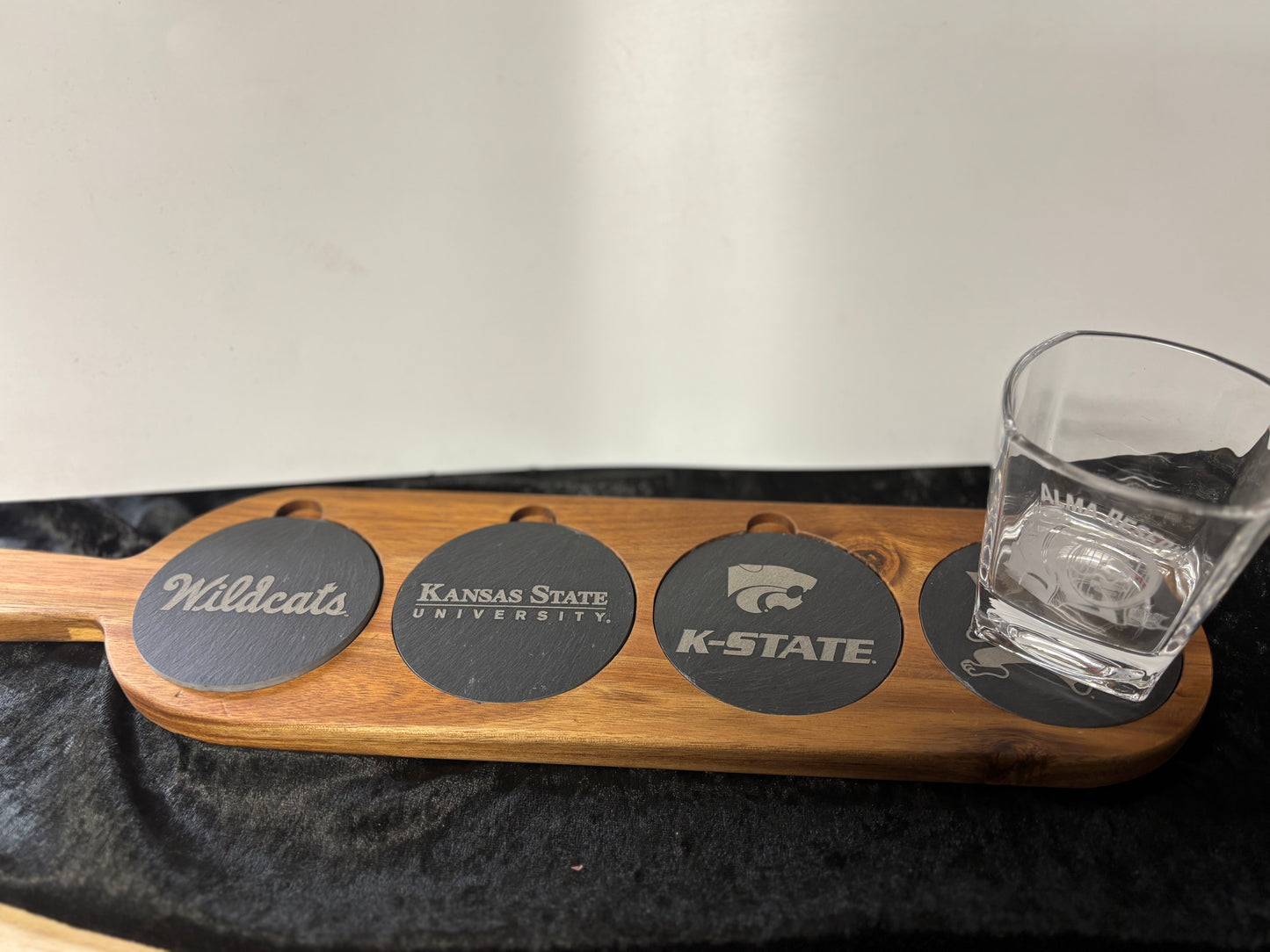 K-State Acai and slate coaster serving board