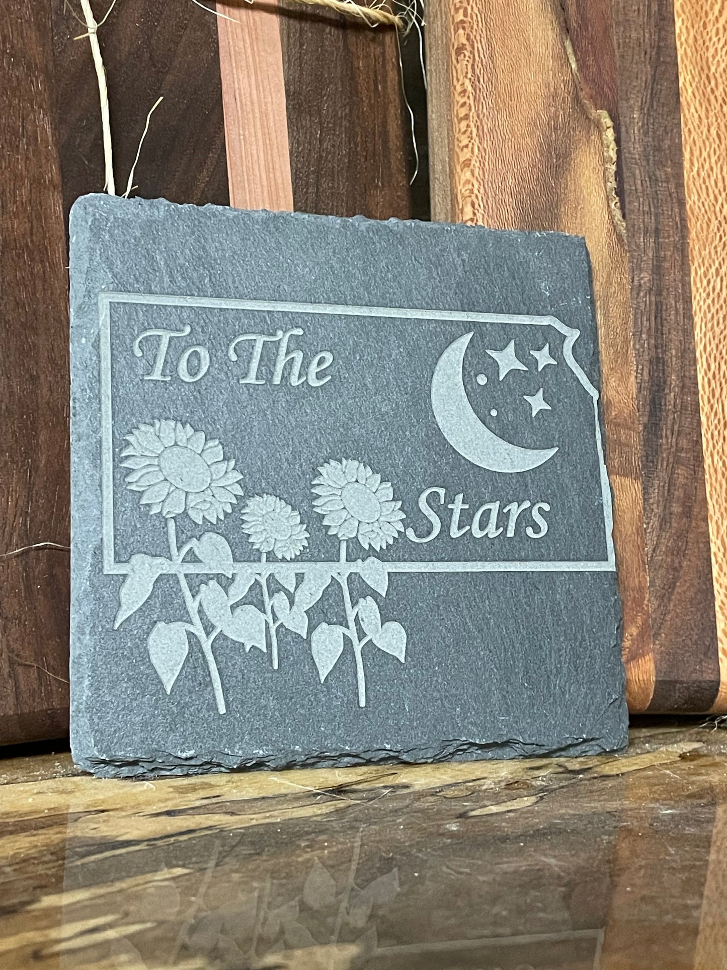 Kansas Outline "To The Stars" Version 2 Coasters (Set of 4)