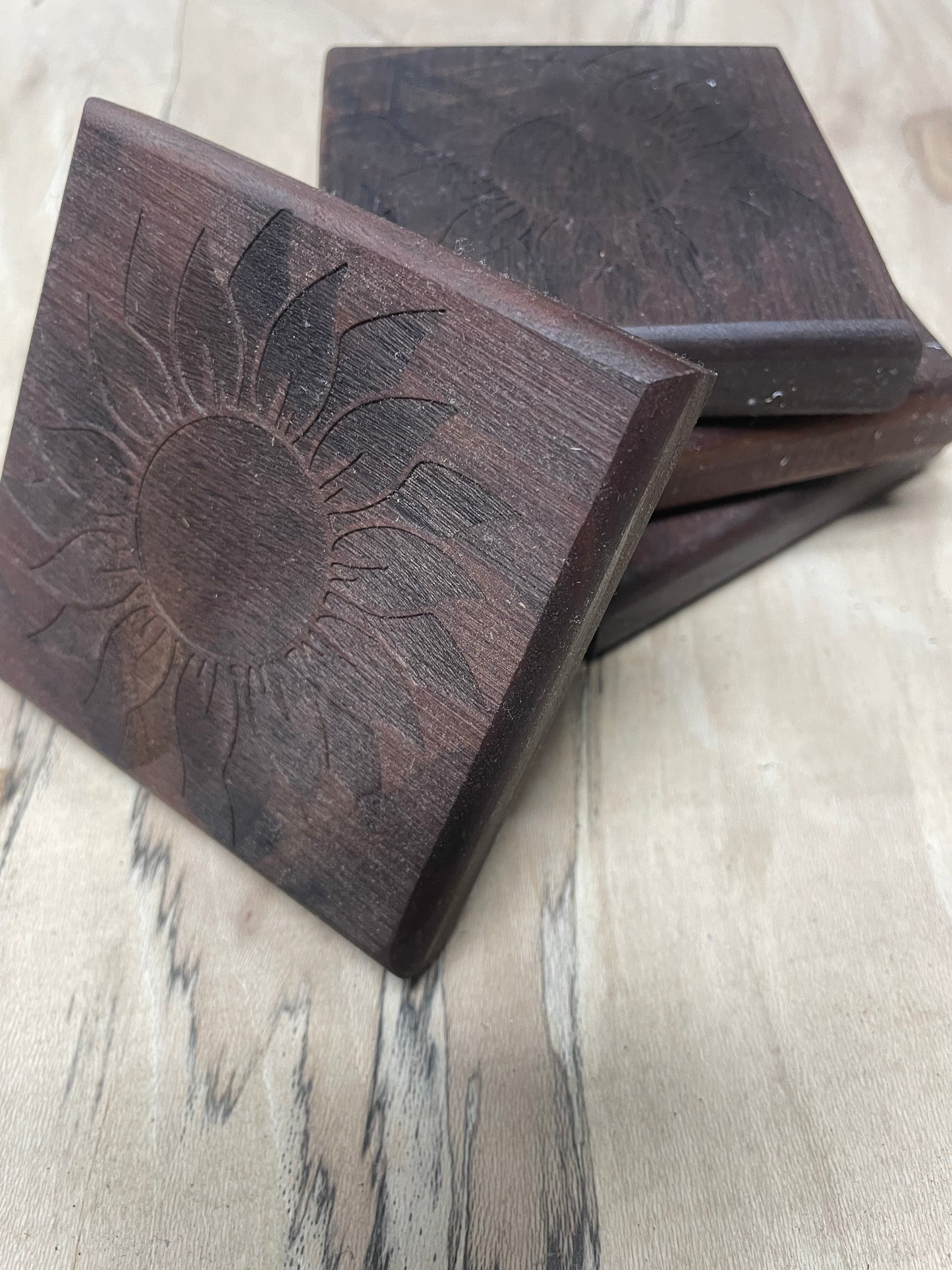 Sunflower Wood Coasters (Set of 4)