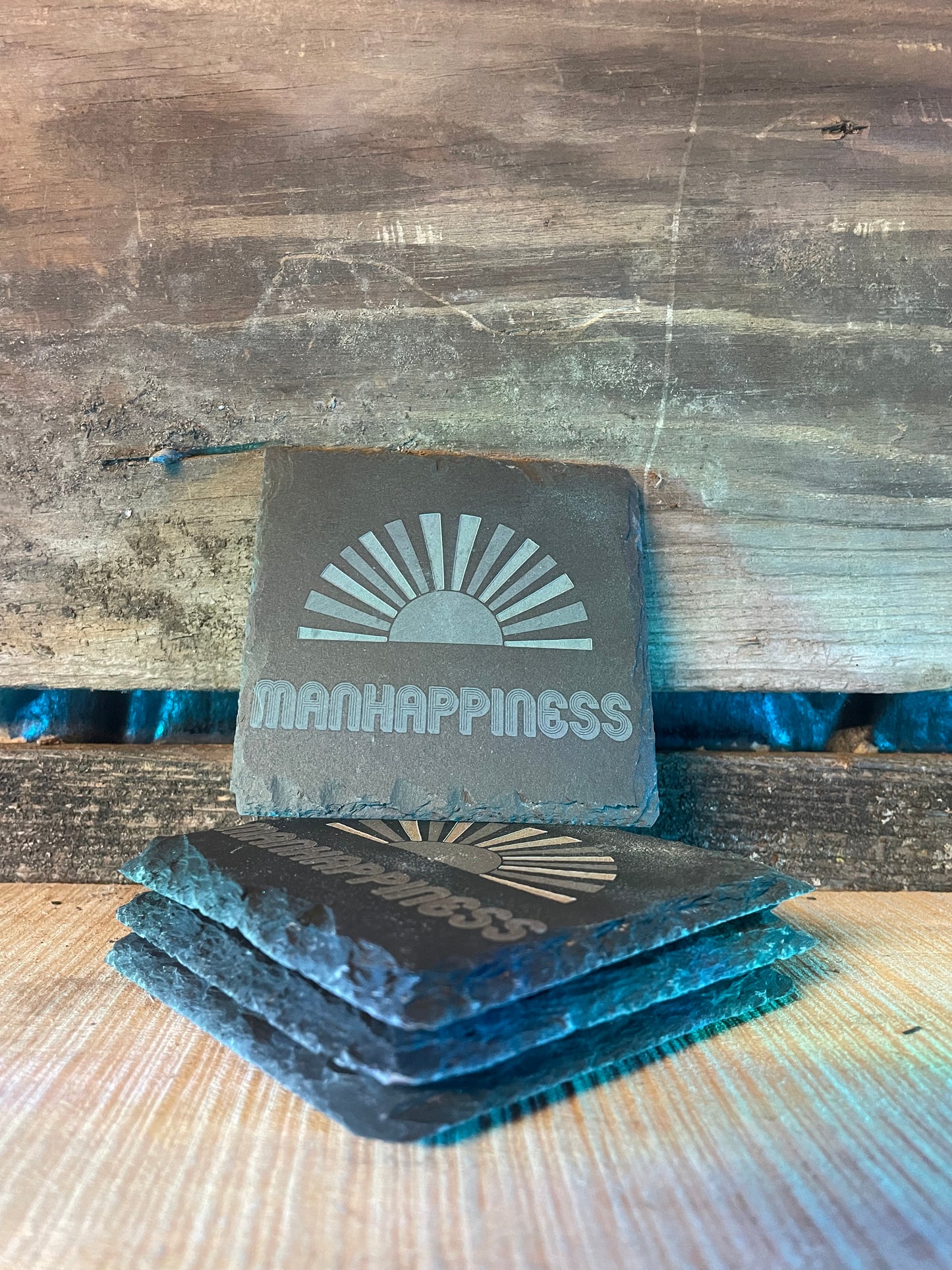 Manhappiness Two Tone Slate Coaster (Set of 4)