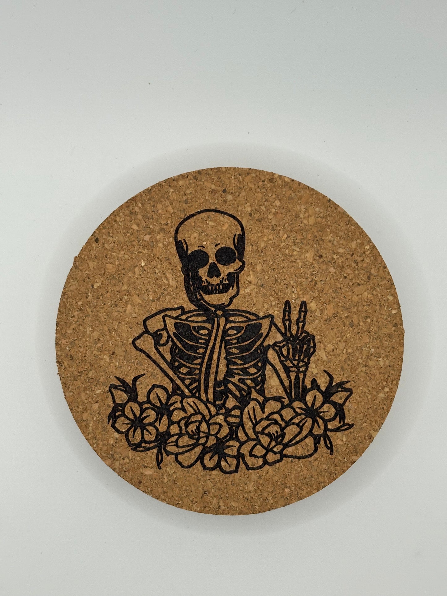 Skelly Peace Sign Cork Coasters (Set of 4)