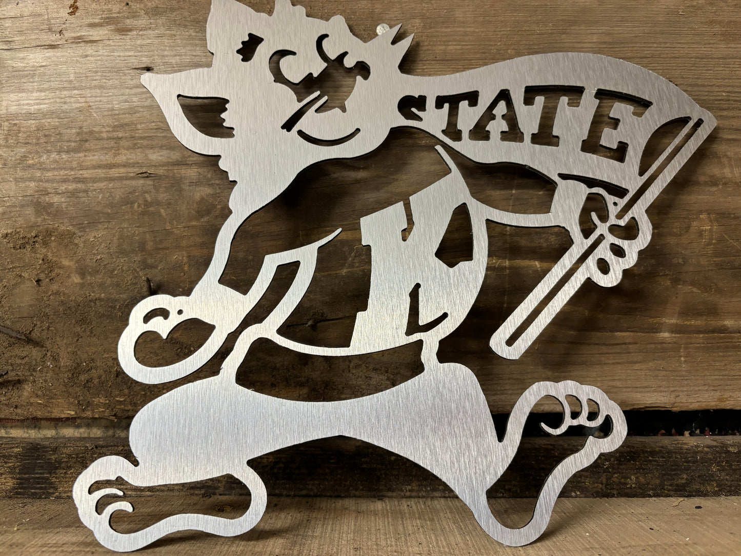 Willie the Wildcat metal sign