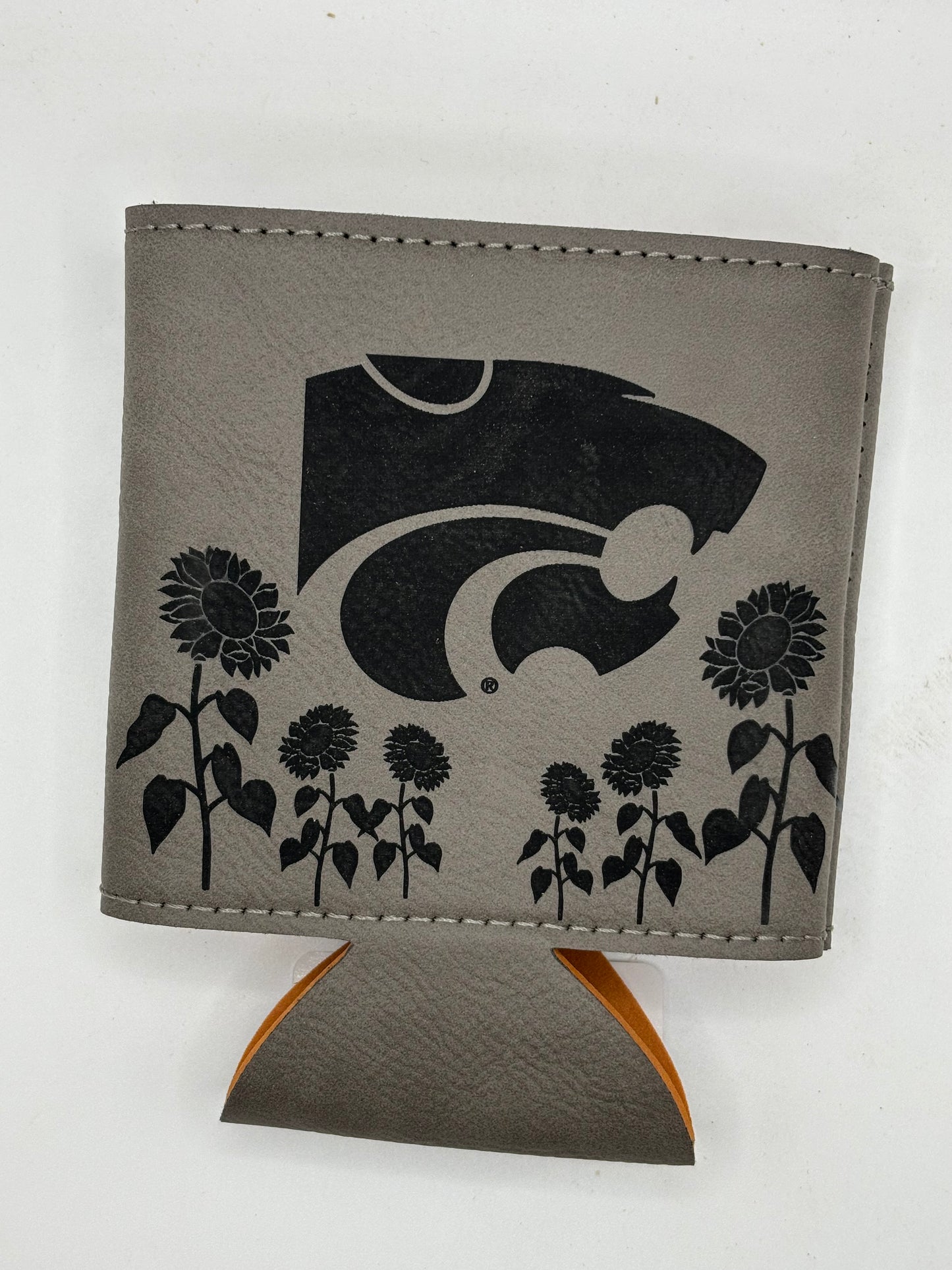 Power Cat and Sunflower Field Laser Engraved Coozy