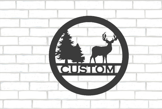Metal Forest and Deer Sign