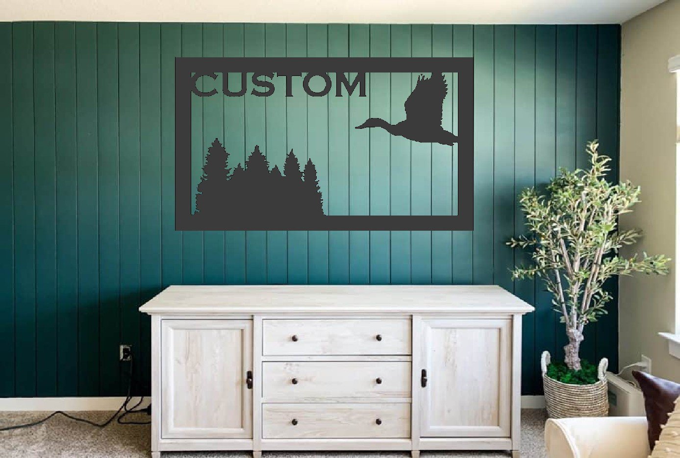 Metal Forest and Duck Sign
