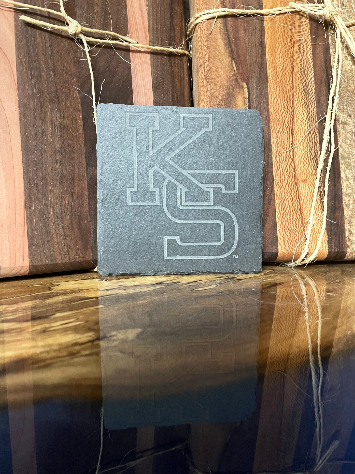 KSU Baseball logo Four pack of slate coasters