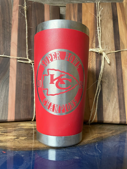 Chiefs Super Bowl Champions Round Logo  20 oz tumbler