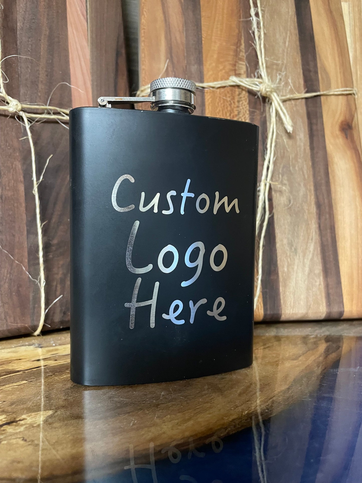Custom Black 8oz Hip Flask