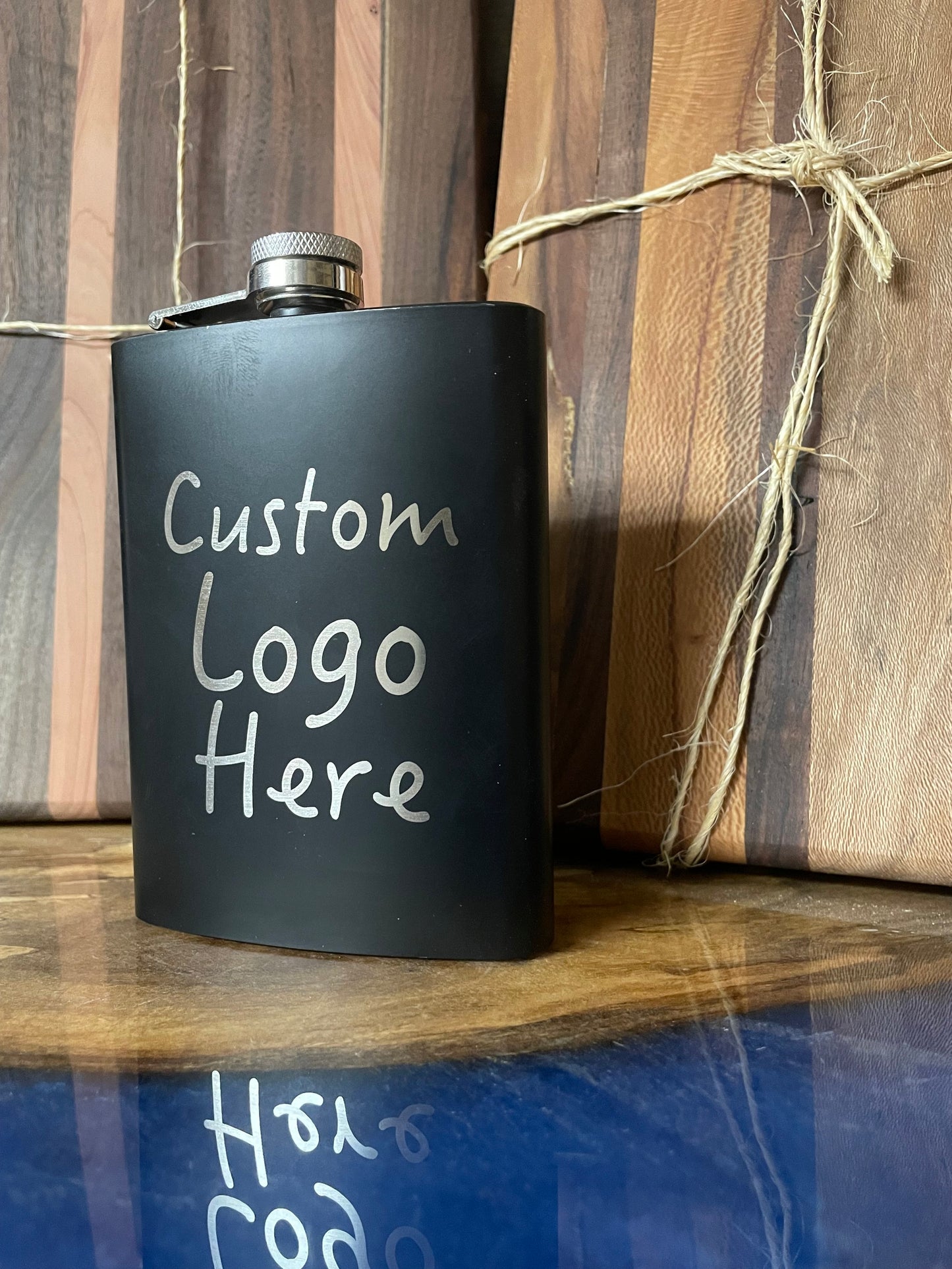 Custom Black 8oz Hip Flask