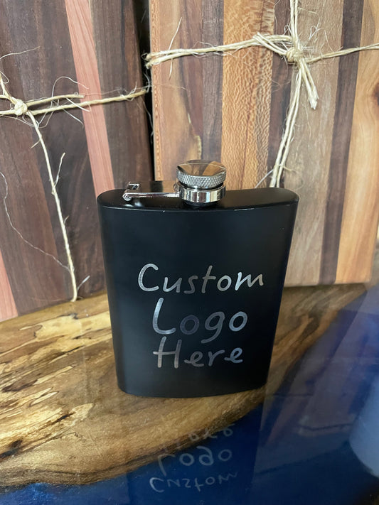 Custom Black 8oz Hip Flask