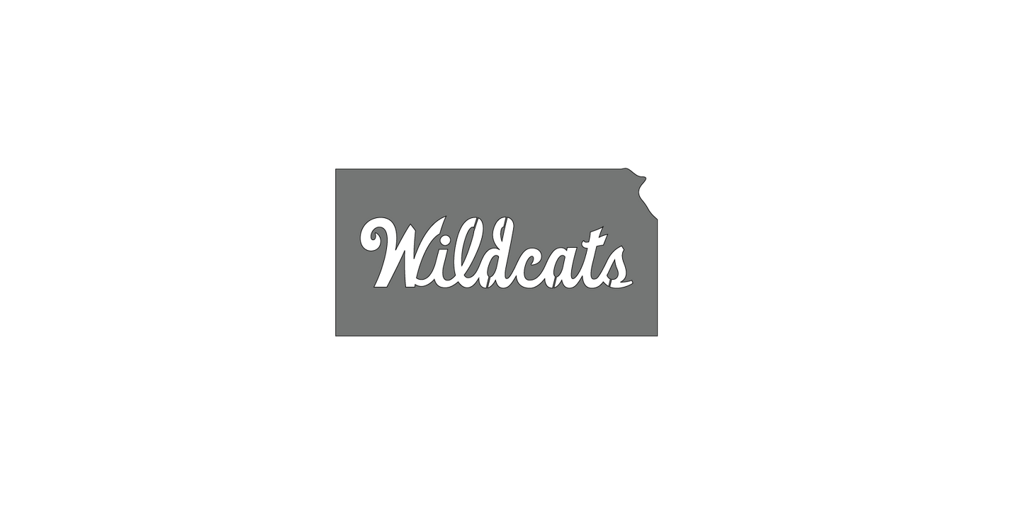 Kansas Outline with Wild Cats Metal Sign