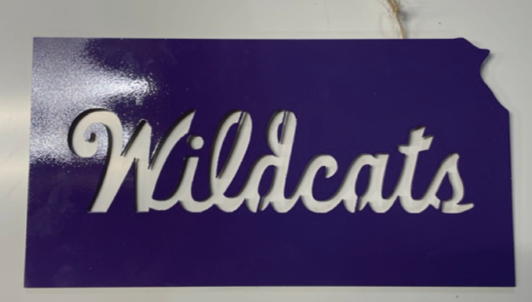 Kansas Outline with Wild Cats Metal Sign