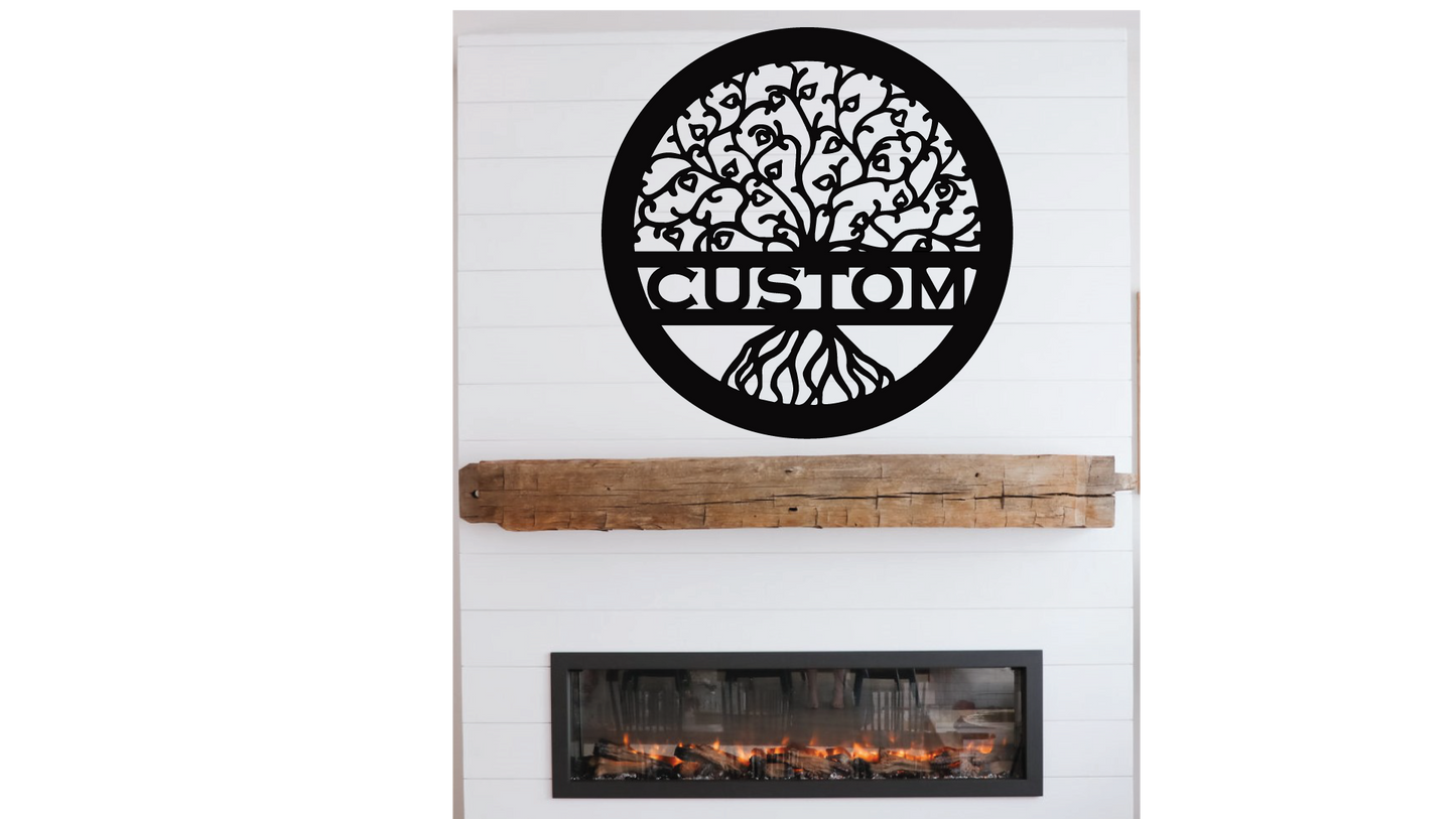 Tree of Life with Hearts Metal Sign