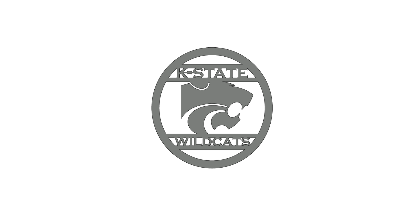 K-State Power Cat with Lines Metal Sign