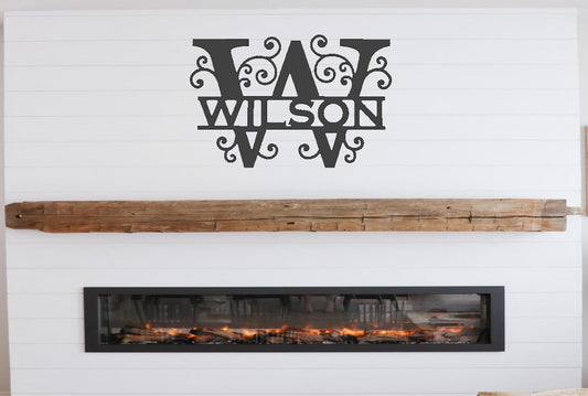 Floral pattern Split Monogram Sign