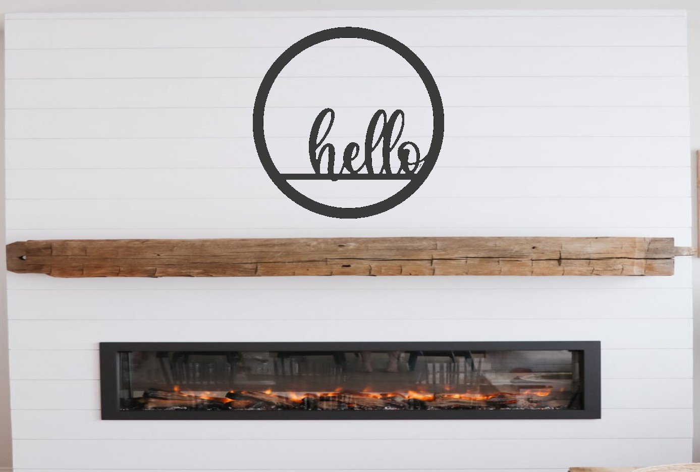 Hello Circle Metal Sign