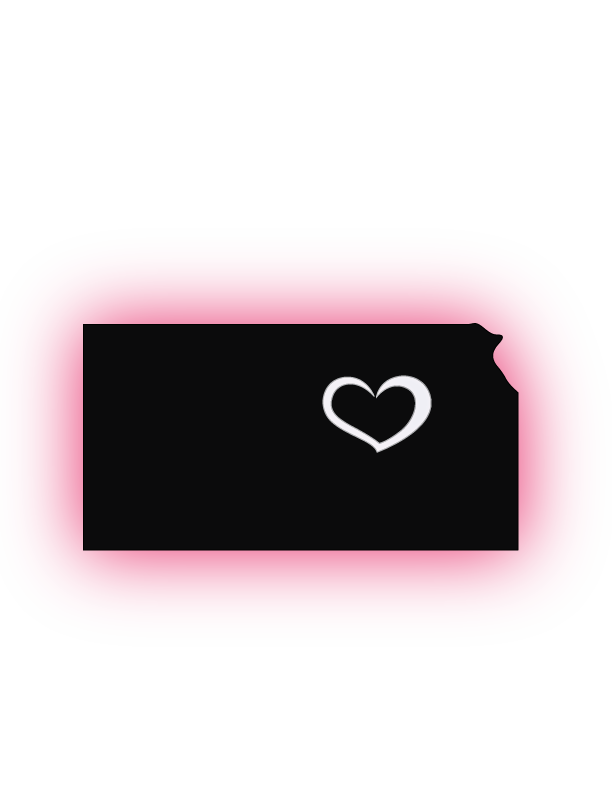 Kansas Outline with Heart LED Sign