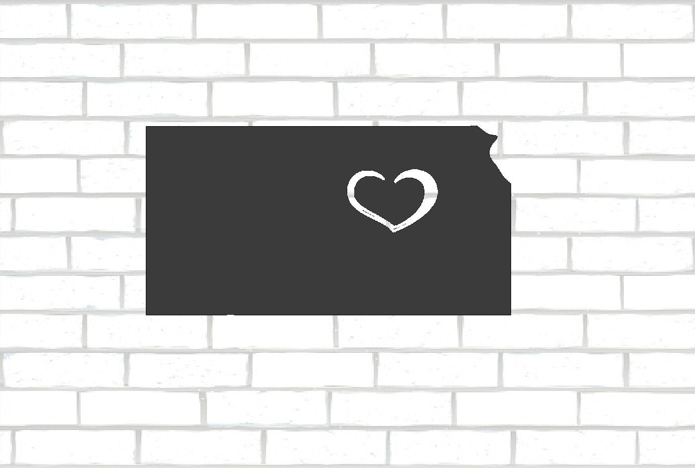 Kansas Outline with Heart Metal Sign