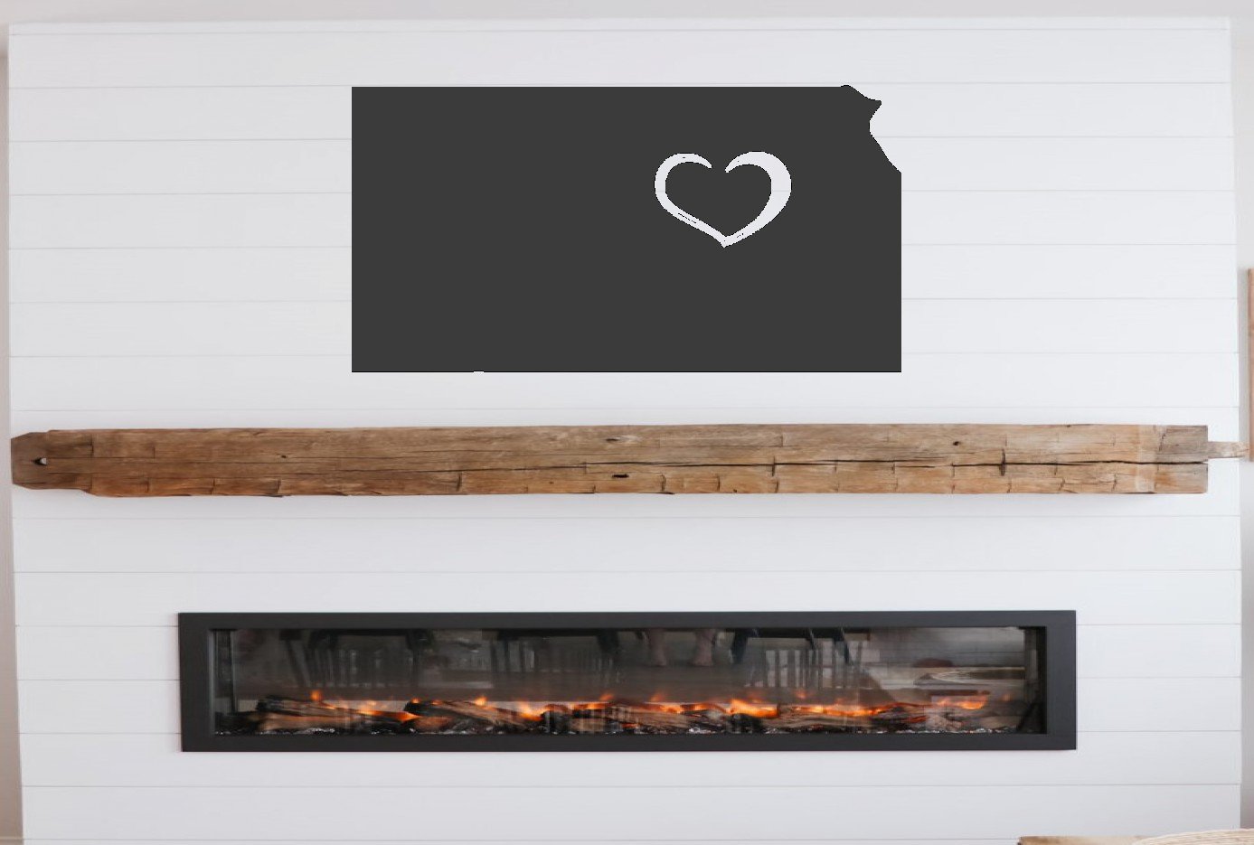 Kansas Outline with Heart Metal Sign