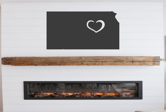Kansas Outline with Heart Metal Sign