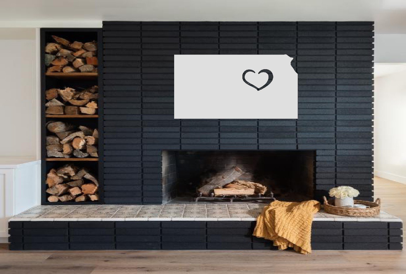 Kansas Outline with Heart Metal Sign