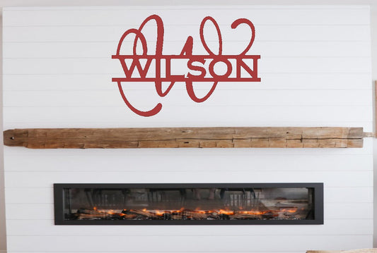 Curvy Monogram family last name sign