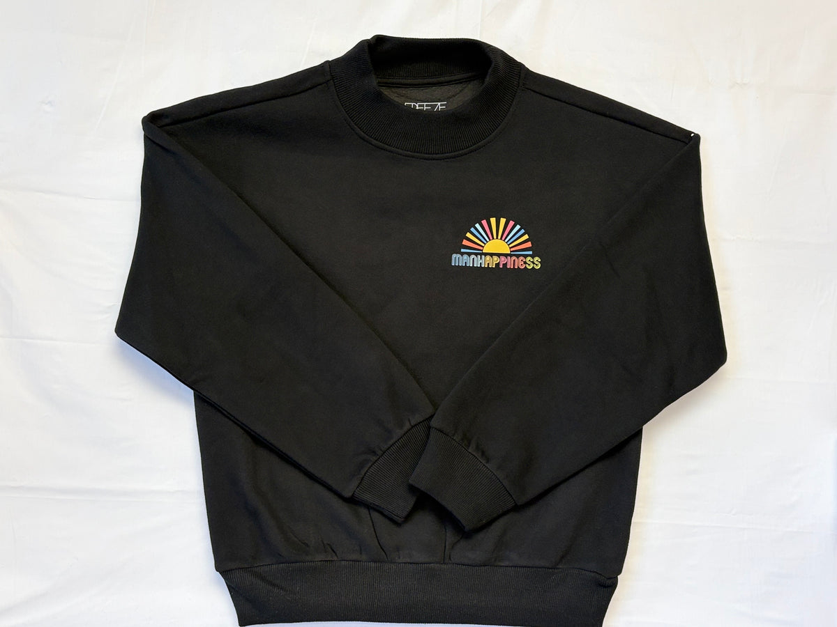 Manhappiness Mock Neck Crewneck Pull Over