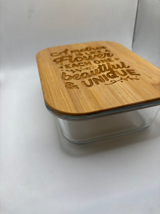 Mothers Day Glass Container with Bamboo Lid
