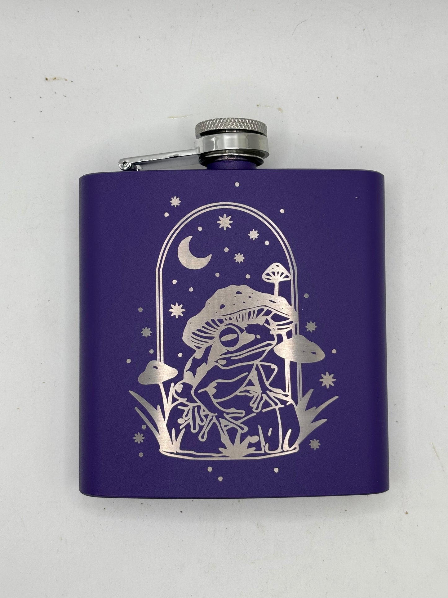 Mushroom/ Frog / Steam Punk Themed  6oz Hip Flask