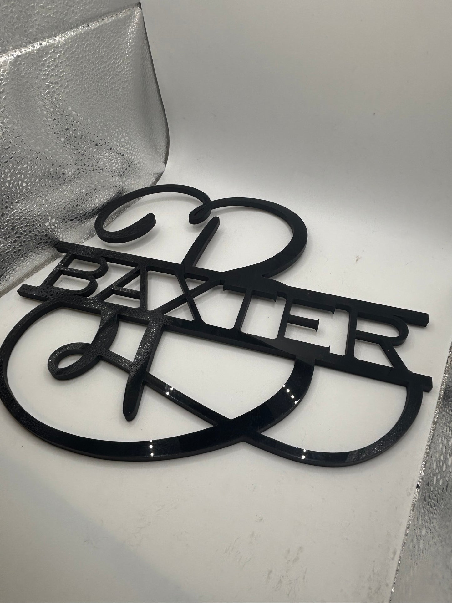 Black Acrylic Monogram family last name sign