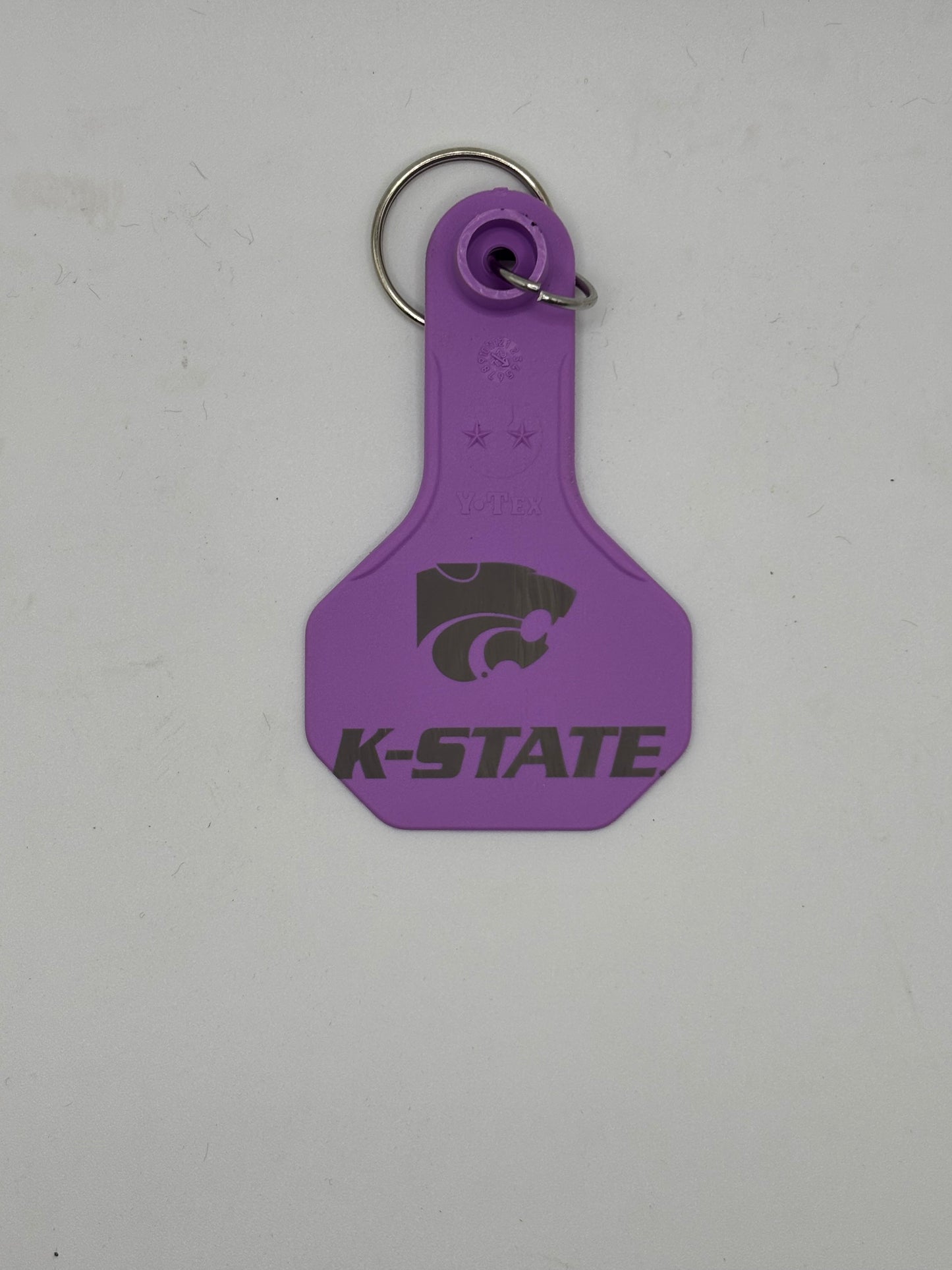 K- State Ear Tag Key Chain
