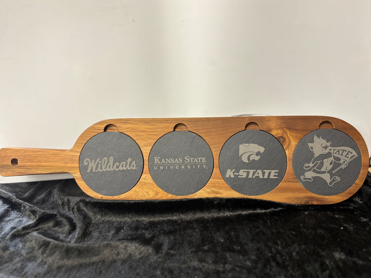 K-State Acai and slate coaster serving board