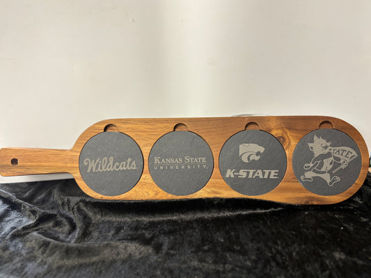 K-State Acai and slate coaster serving board