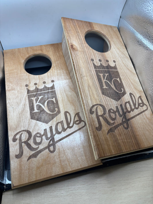 Royals laser engraved (12"x6") Table top Corn Hole Set