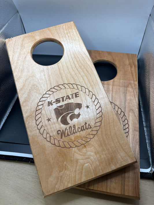 K-State "Rope" Design laser engraved (12"x6") Table top Corn Hole Set