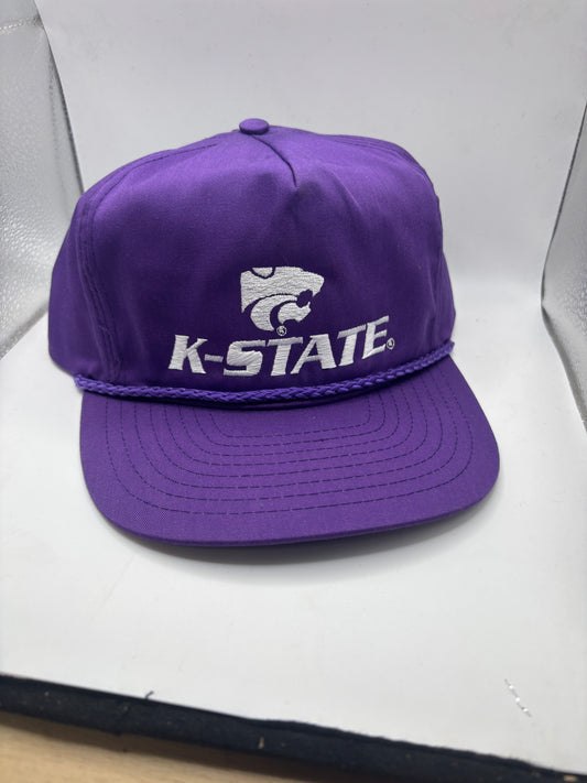 K-State w/ Power Cat Embroidered Throw Back Rope Hat - Official Affinity Licensed Product - K-State