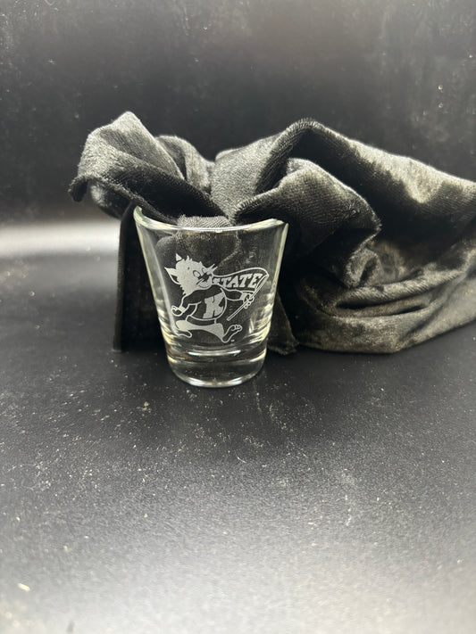 Willie the Wildcat on 1.75oz shot Glass