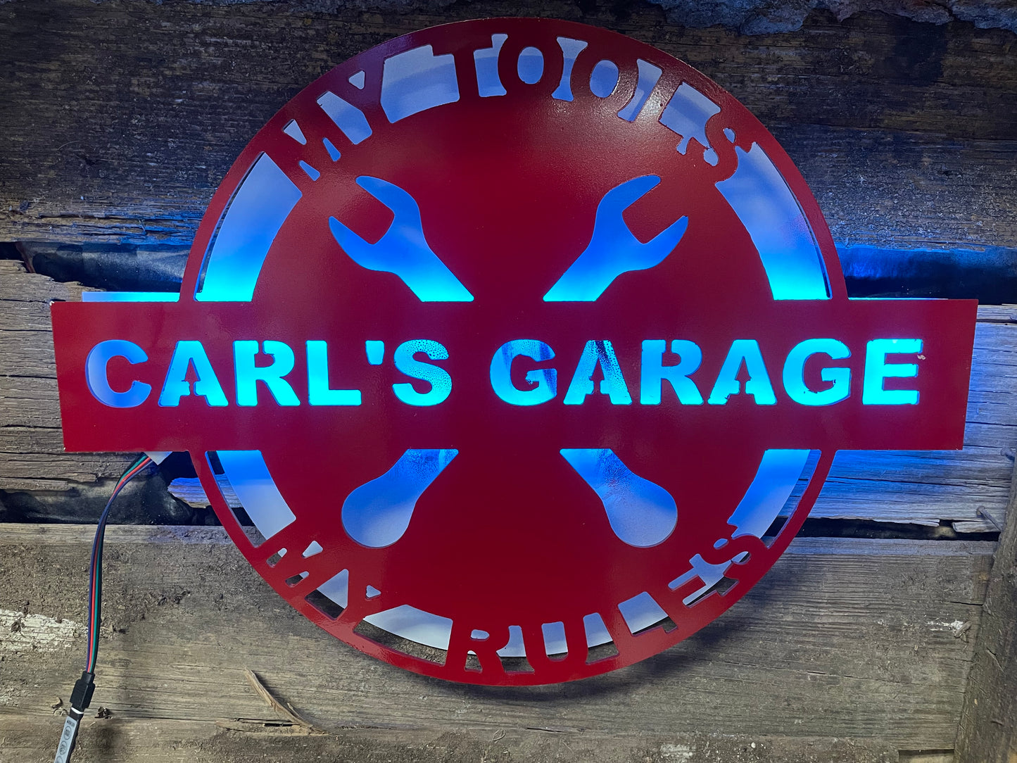 Metal Garage LED Sign