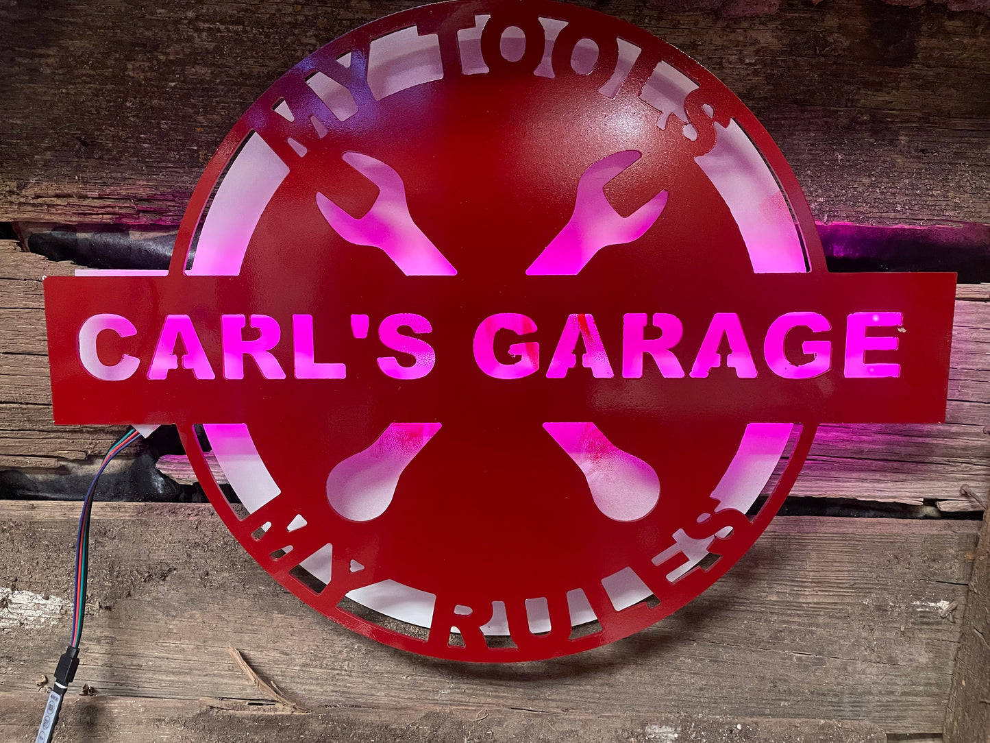 Metal Garage LED Sign