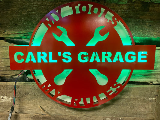 Metal Garage LED Sign