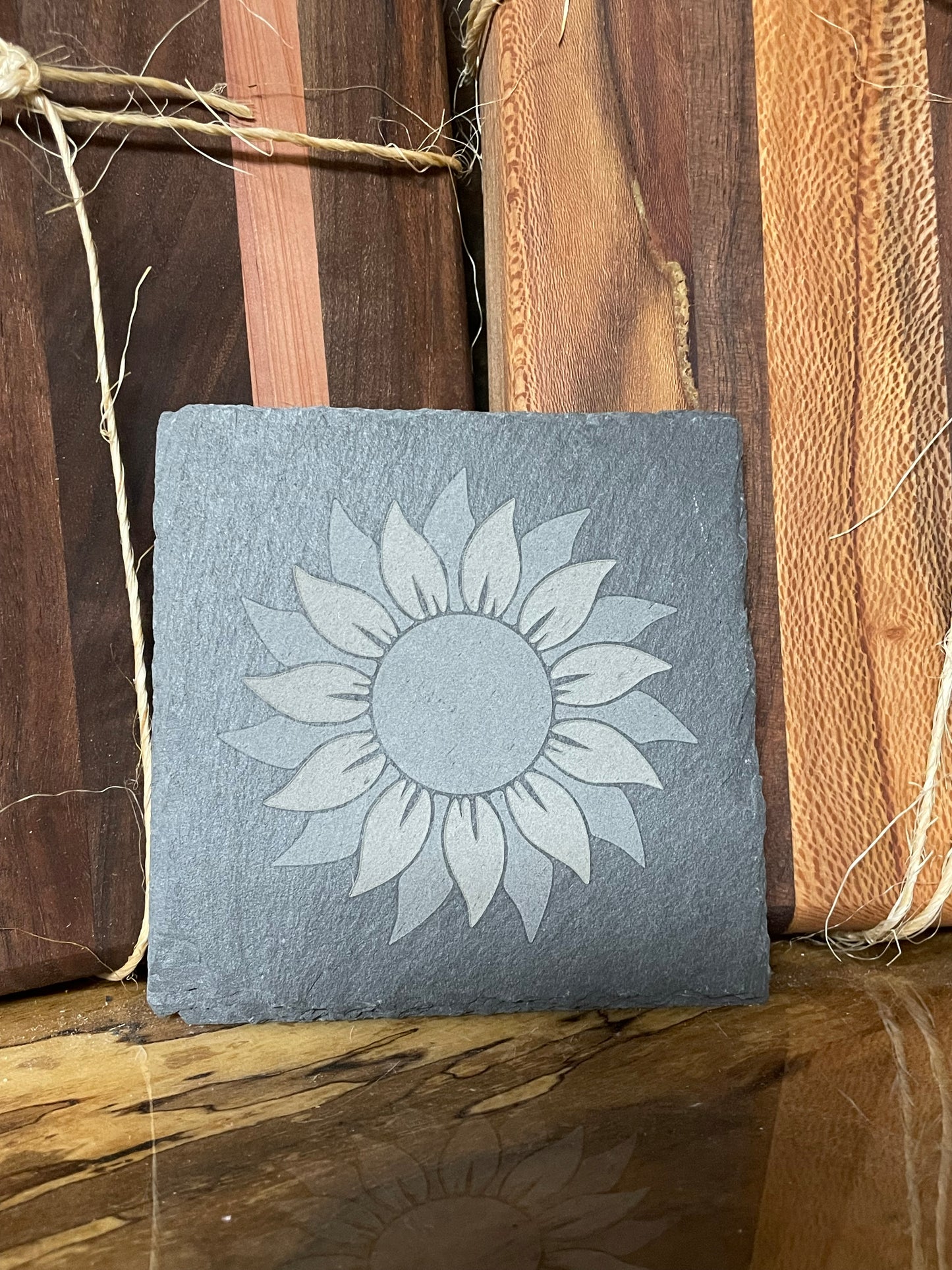Sunflower Two Tone Slate Coaster (Set of 4)