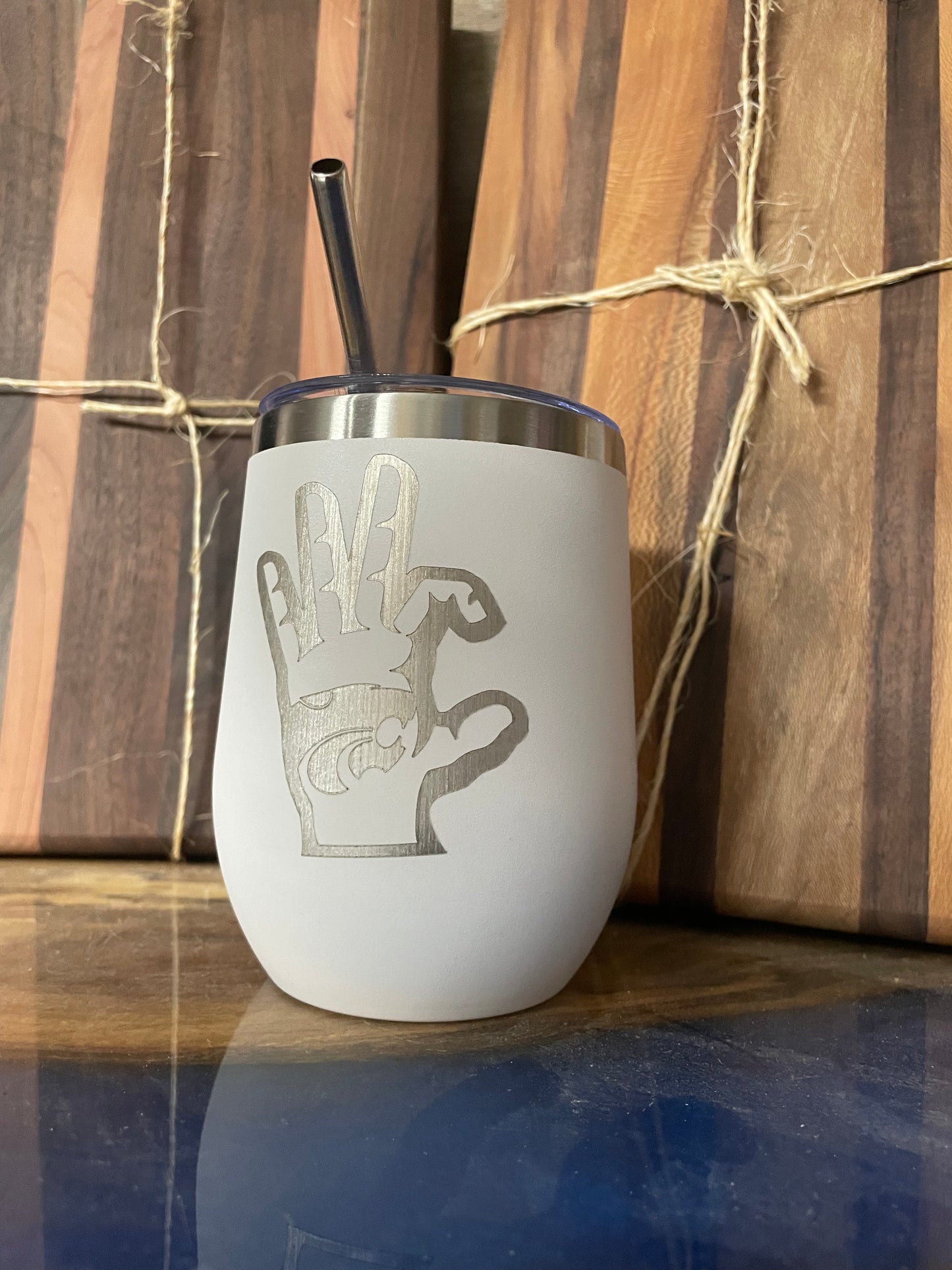 12 oz Power Cat Hand Sign Tumbler