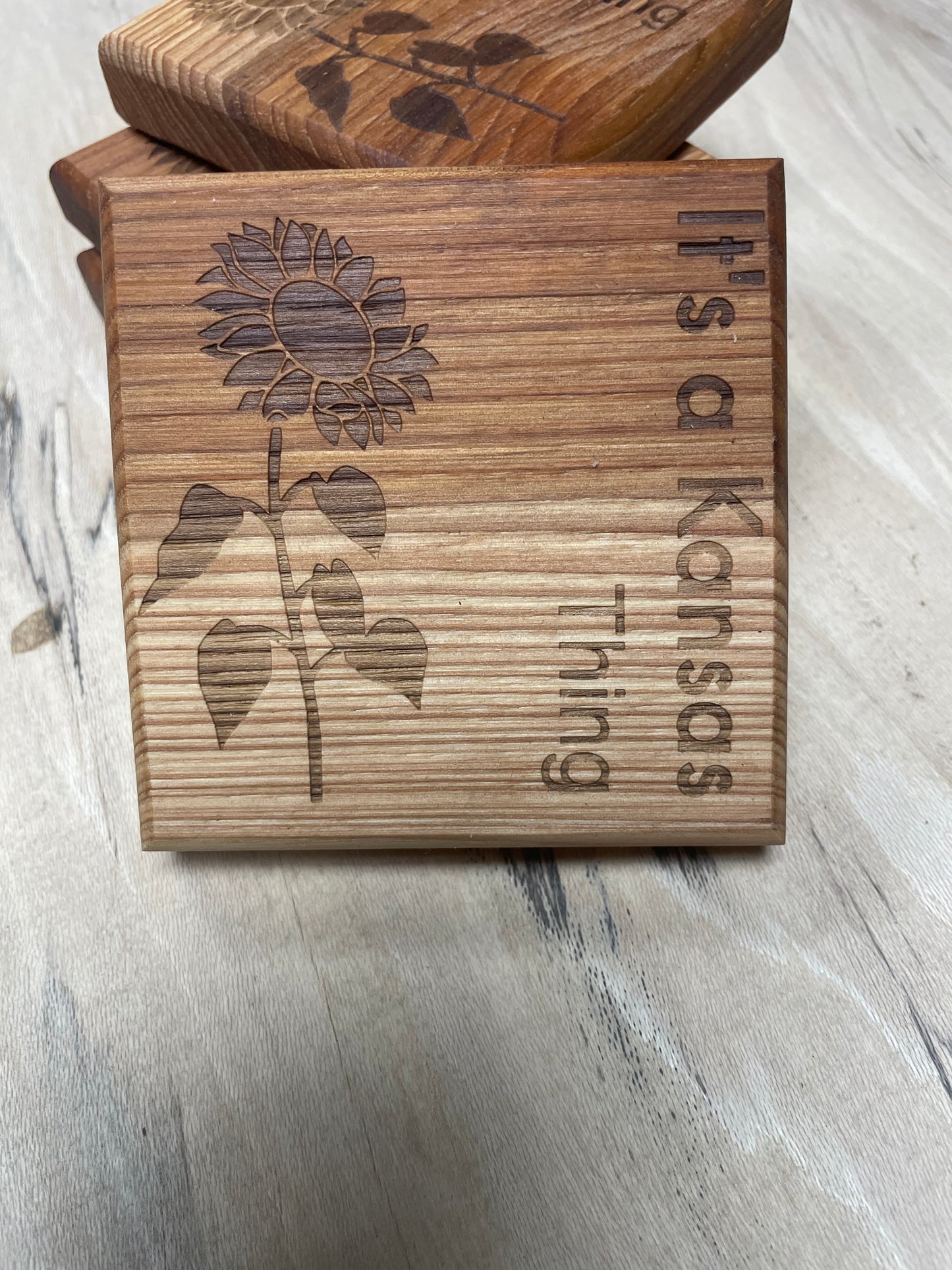 Sunflower "It's A Kansas Thing" Wood Coasters (Set of 4)